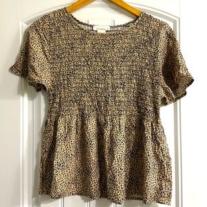 Leopard print babydoll blouse
